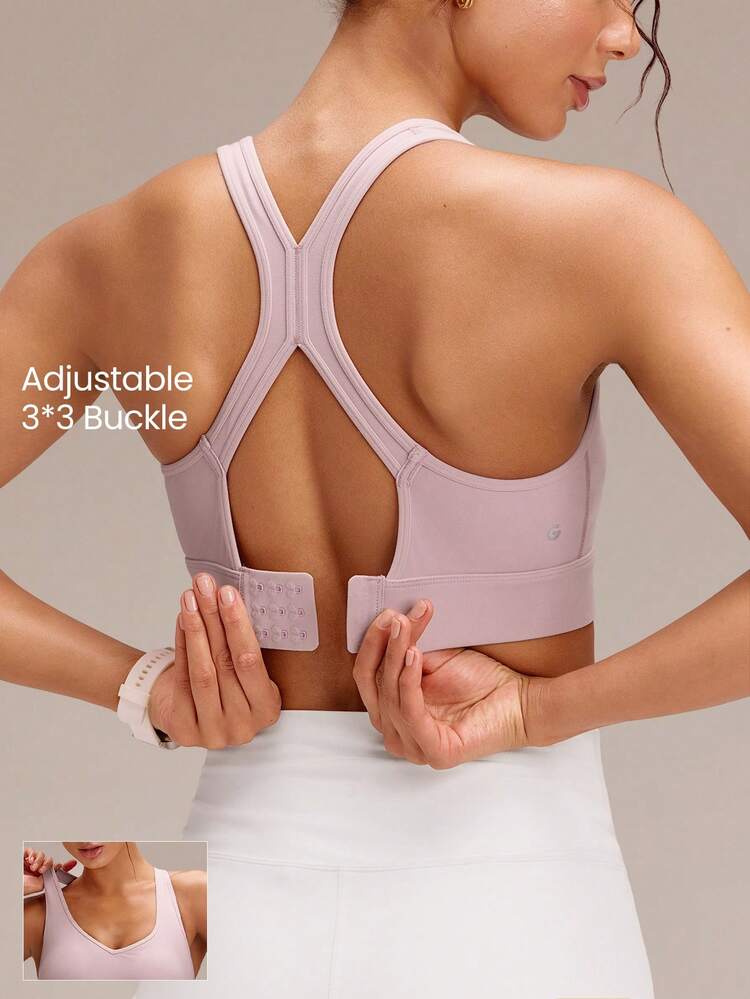 FeatherFit™-Sculpt V Neck Racerback Sports Bra Tank Top Medium Support Workout Gym