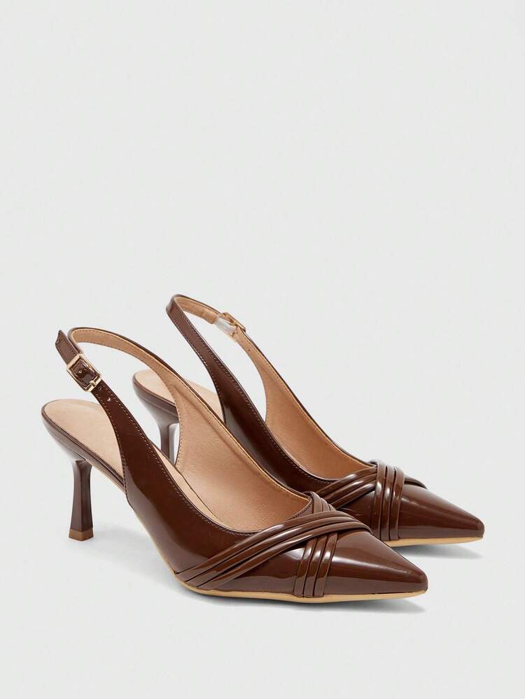 CUCCOO BIZCHIC Women Shoes Pointed Stiletto Brown Backspace Women's Fashion Sexy Four Seasons Commuter Women's Shoes Banquet Party Work Women's Shoes