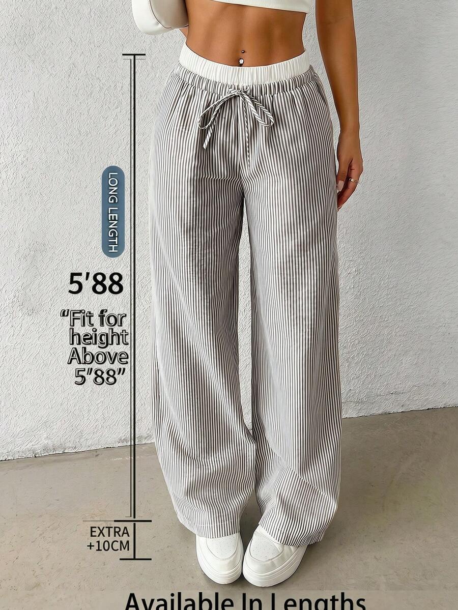 SHEIN Tall CURVE 大码女式豹纹字母贴花口袋阔腿休闲裤 - 彩色 - 查看 1