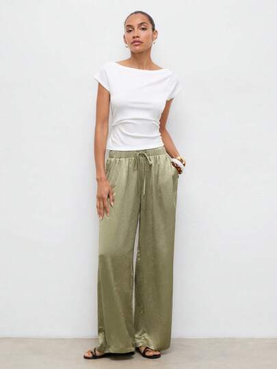 Maija Women's Casual Versatile Commuting Solid Color Loose Pants