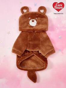 Care Bears X PETSIN 1 Bộ quần áo đa năng cho mèo/chó, Áo nỉ có mũ trùm đầu bằng nhung thêu hình gấu trái tim màu nâu, đuôi 3D, dày dặn ấm áp cho mùa thu đông. - màu nâu - Xem 4