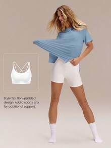 GLOWMODE Modal Oversized Everymode Tee Daily Casual  Compression Shirt - Blue - View 6