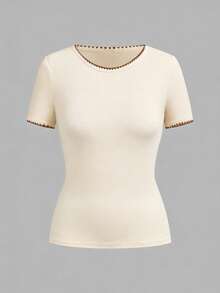 SHEIN EZwear 3件套女士休闲舒适撞色T恤，时尚 - 彩色 - 查看 5