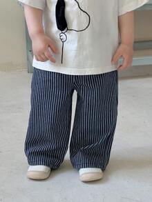 Dazy Kids Quần jean kẻ sọc dáng rộng thoải mái cho bé trai - Màu xanh lam - Xem 8