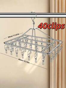 1pc Multifunctional Stainless Steel Sock Rack, Sturdy And Durable, 6/40 Clip Drying Sock Rack, Multi-Clip Drying Rack, Clamp Tightly And Do Not Fall Off - Multicolor - View 8