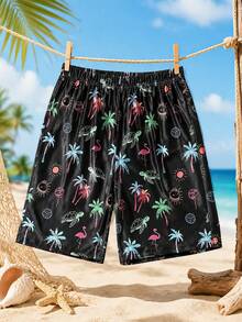 Teenage Boys' Dark Style Graphic Print Comfortable Sports Shorts - Black - View 7