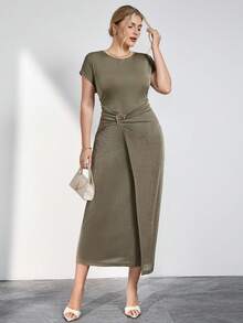 Ellevyn Vestido envolvente con decoración de lentejuelas para fiesta de talla grande - Verde - Ver 6