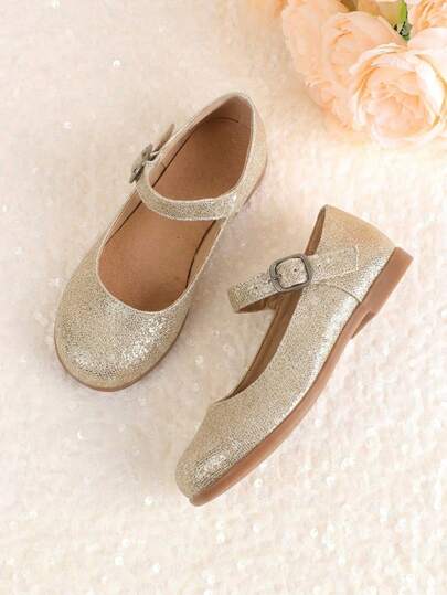 Flats Mery Jane Color Plata y Oro Para Fiestas Primeros pasos Flats de Niña Casuales Para Fiesta 12mx 21mx
