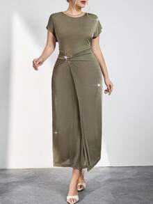 Ellevyn Vestido envolvente con decoración de lentejuelas para fiesta de talla grande - Verde - Ver 4