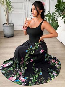 SHEIN EZwear 黑色休闲加大码女式连衣裙 - 彩色 - 查看 6