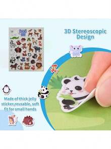 Sách sticker tái sử dụng, sticker dạng thạch có thể giặt, lý tưởng cho sinh nhật, tiệc tại nhà, hoạt động nhóm, lớp học nghệ thuật. - Animals - Xem 4