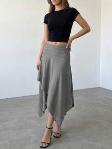 Modelyn Women's Casual Girlisim Pastal Asymmetric Hem Skirt, Autumn Golf - Multicolor - View 5