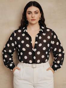 Anewsta High Quality Fashionable French Retro Elegant Polka Dot Chiffon Long Sleeve Women's Blouse, Versatile For Commuting Fall - Black - View 5