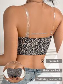 Napfluff Leopard Print Front Closure Non-Slip Bra - Multicolor - View 2