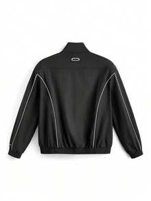 NEON BLANC Men's Street Wear Padded Shoulder Reflective Stripe Collar Zip Jacket, For Autumn And Winter, Spring, Outdoor - Black - View 13