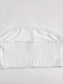 SHEIN Sparklyn 2pcs Teenage Beach Vacation Solid Color Knit Tube Top & Skirt Set - White - View 7