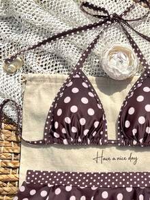 Elavelle Women's Random Print Halter Bikini Set, Spring/Summer - Multicolor - View 5