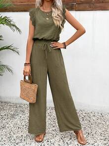 SHEIN Frenchy Women's Sleeveless Cropped Lace Top, 2 Pieces Set, Textured Fabric,Summer Outfits For Women - Army Green - View 4