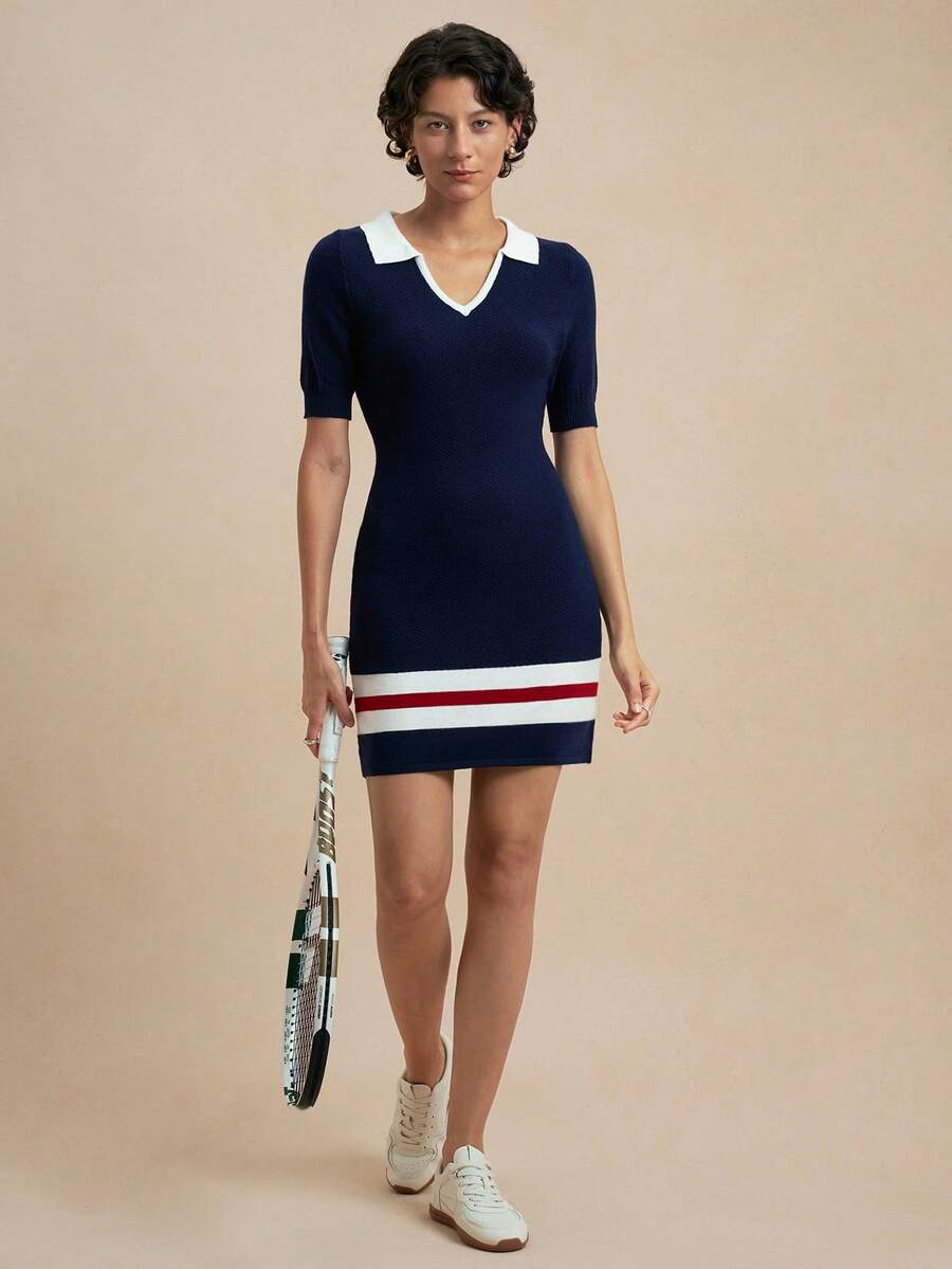 SHEIN Uhlyne Vestidos de suéter para mujer - Azul Marino - Ver 1