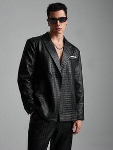 Zorclune 男士优雅单扣纹理提花西装套装（含裤子），适合日常通勤、商务、聚会和宴会穿着。这套西装是男士衣橱中不可或缺的百搭单品，也是送给男朋友或丈夫的绝佳礼物。 - 黑色 - 查看 3
