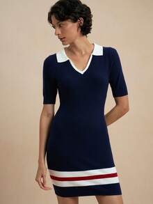 SHEIN Uhlyne Vestidos de suéter para mujer - Azul Marino - Ver 3