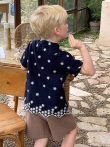 Dazy Kids Young Boys Minimalist Print Short Sleeve Casual Shirt Summer - Royal Blue - View 2