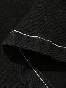 Dazy Plus Stretchy Bodycon Side Slit Denim Mini Skirt, Sexy & Versatile, Plus Size, Spring/Summer - Black - View 3