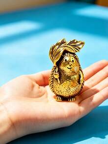 Zazumi 1Pc Flower Leaf Hedgehog Ornament, Brass Craft Texture, High-End Niche Cultural Creativity, Home Desktop Decoration - multicolor - View 2