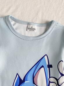 Set Piyama Celana Pendek Lengan Pendek Pas Badan untuk Anak Laki-Laki - Baby Blue - View 5