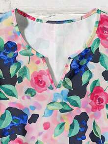 EMERY ROSE Áo liền quần dáng rộng cổ chữ V in hoa dành cho nữ cỡ lớn. - Nhiều màu - Xem 4
