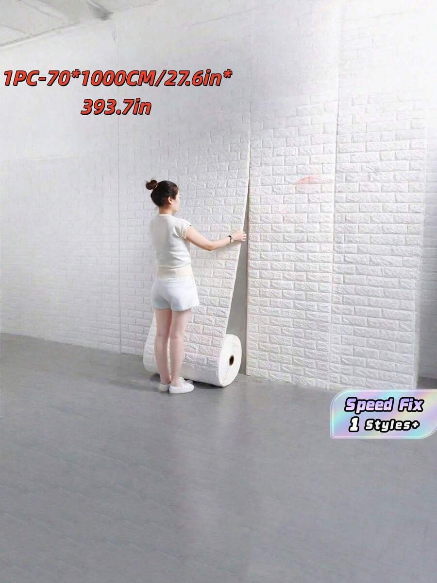 1片/3D砖纹壁纸,70 x 1000厘米,自粘式墙板,适用于客厅、卧室、厨房装饰墙,可移除装饰壁纸 - 多色 - 查看 1