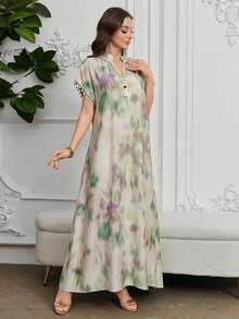 Al Najma Đầm dài truyền thống Thổ Nhĩ Kỳ & Ả Rập dáng rộng, in họa tiết, thoải mái dành cho phụ nữ. - Nhiều màu - Xem 4