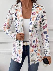 Editum Women's Floral Pattern Lapel NeckLong Sleeve Casual Blazer - Multicolor - View 7