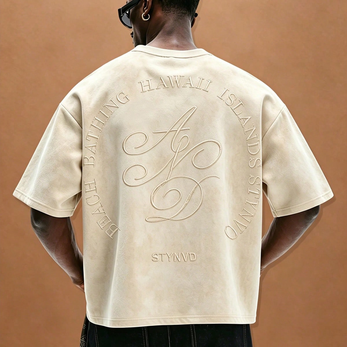 Camiseta suelta de moda casual de calle con bordado para hombres, de verano