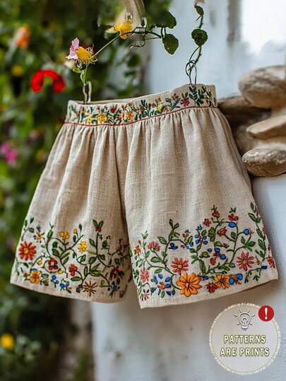GlowEve Quần short nữ thêu hoa kiểu dáng thường ngày