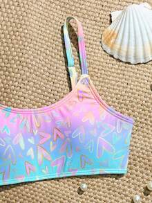 SHEIN Tween Girl Bowknot Printed Swimwear - Multicolor - View 3