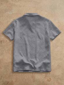 HIMLAND Men's Elegant Solid Color Polo Shirt For Commuting & Daily Wear - Light Grey - View 2