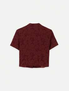 Nöista New Chinese Style Short-Sleeved Jacquard Two Pieces Dress - Redwood - View 8