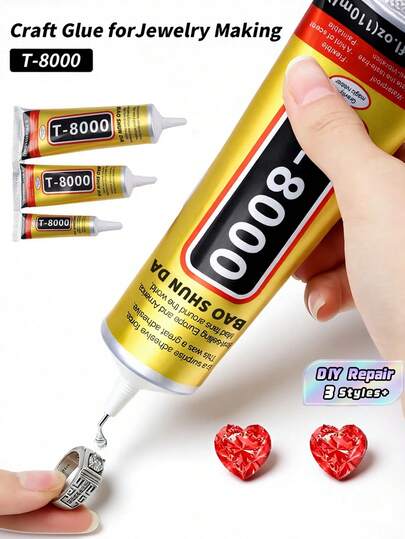 1pc 15ml/50ml/110ml T8000 Glue, Craft Adhesivefor Cell Phone Screen Repair Glass Wood Crafts Metal And Stones,Diamond Painting Acrylic Point Drill DIY, Jewelry Drill Special Glue Christmas For Holiday Gift Giving