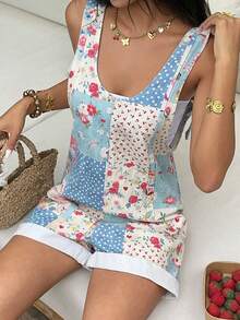 Sunnyshic Bộ jumpsuit denim wash cổ chữ V sâu, kiểu dáng thời trang thường ngày. - Nhiều màu - Xem 3