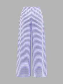 SHEIN Tween Girls' Casual Yellow White Striped Tank Top And Shorts Set,Comfortable&Minimalist Two Pieces Short Summer Clothes - Purple - View 7