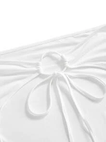 ROMWE Avant New Chinese Style Tiger Print Backless Sexy Low-Cut Halter Tie Bow Swing Dress For Summer - White - View 3