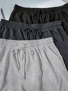 Comfortcana Plus Size Casual Solid Color Drawstring Waist Shorts, Summer Elastic Waist Shorts, Soft & Comfortable Leisure Shorts - Multicolor - View 4