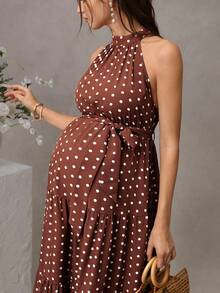 SHEIN 孕妇波点印花连衣裙 - 鏽棕色 - 查看 6