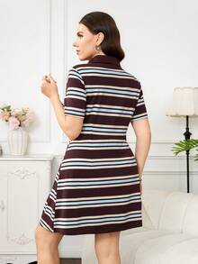 Chikora Vestido casual de manga corta talla grande, elegante y adecuado para vestidos casuales de verano para mujer, vestidos de mujer mini para primavera, vestidos casuales para mujer, nuevos lanzamientos, vestido de mujer, conjunto de verano para mujer, vestidos para mujer de talla pequeña, vestimenta casual de negocios para mujer - Multicolor - Ver 3