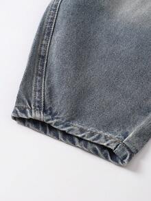 SHEIN Denimly 春夏新款男童淺藍色牛仔寬鬆鬆緊腰長褲，舒適好穿，可搭配簡單T恤或襯衫打造休閒時尚造型，亦有卡通印花款可展現俏皮風格，適合校園、戶外、旅行、家庭活動與派對等多用途穿搭 - 藍色 - 查看 5