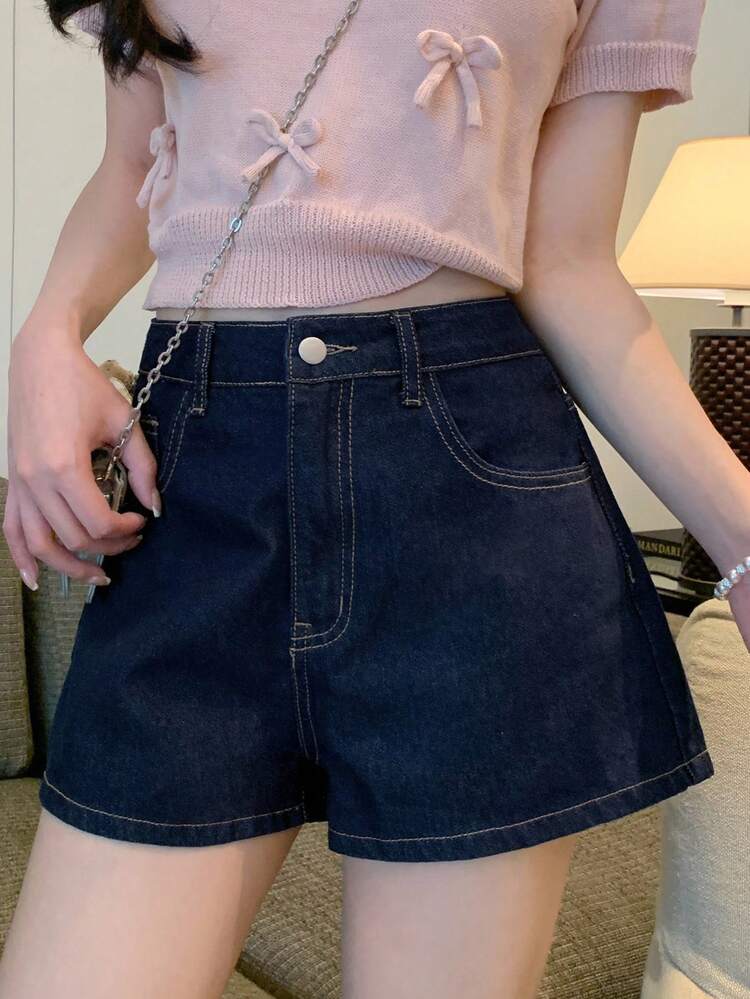 Women's Street Fashion Pocket Denim Shorts Summer
