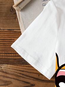THE POWERPUFF GIRLS X SHEIN Áo thun ngắn tay in hình hoạt hình dành cho bé gái tuổi teen - trắng - Xem 6
