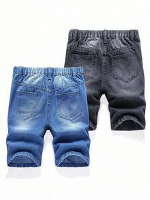 SHEIN Tween Boys' Distressed Denim Shorts - Multicolor - View 2