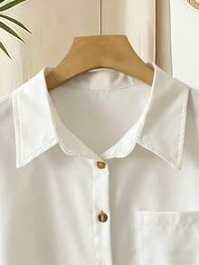 EMERY ROSE Blusa de mujer casual para uso diario y desplazamientos, minimalista de unicolor con mangas de murciélago, verano - Blanco - Ver 4